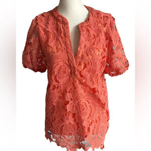 Umgee Coral Lace Blouse Size Small